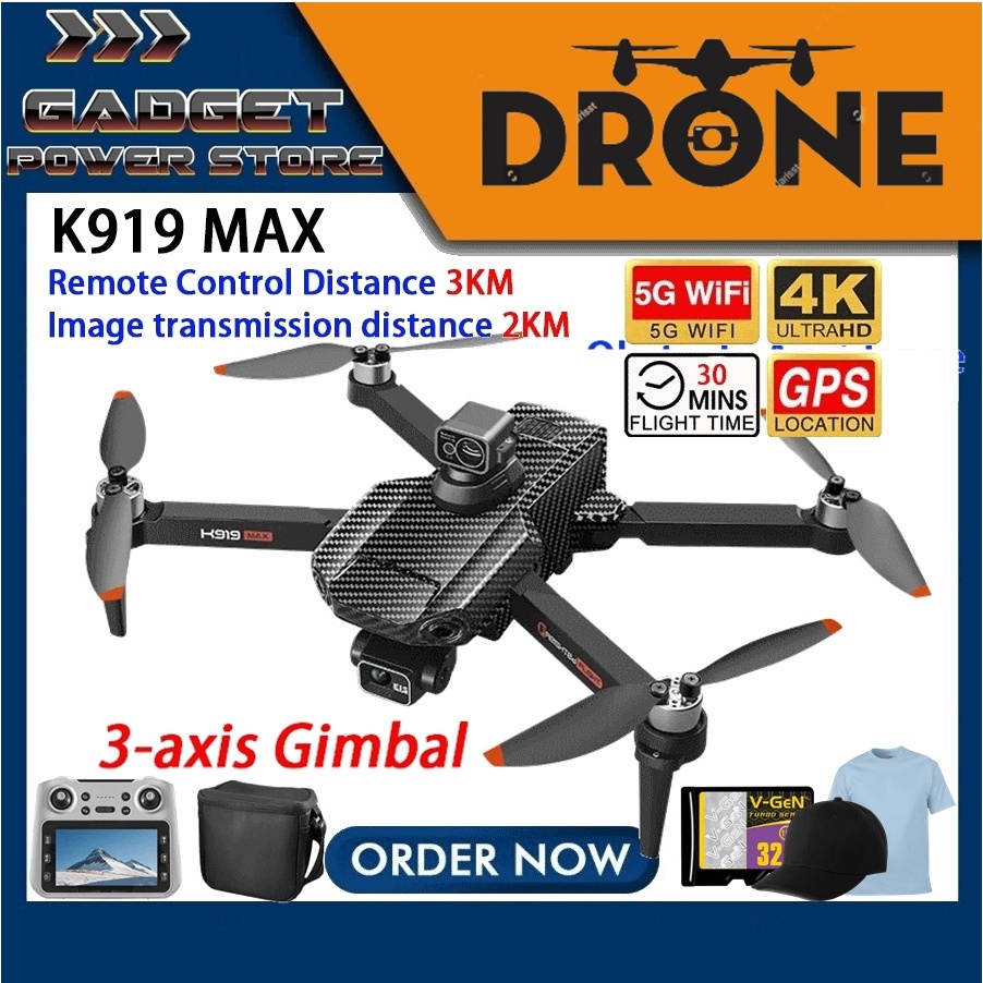 NEW  K919 MAX Drone GPS 3KM 4K HD Dual Camera 360° Obstacle Avoidance FPV Quadcopter With Screen Rem
