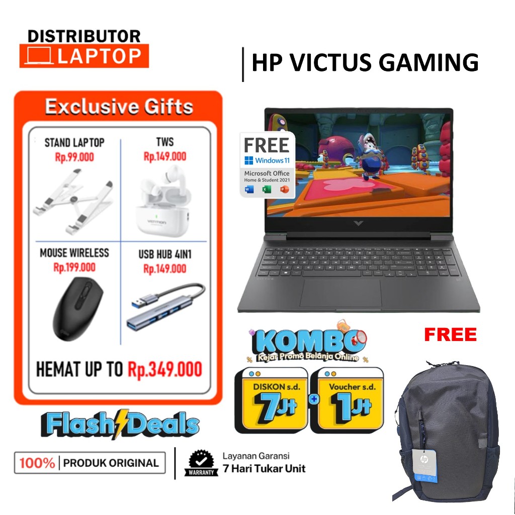 HP VICTUS 15 FA2900TX INTEL CORE I5 14450HX RTX4050 24GB 512GB WIN 11 144HZ - LAPTOP GAMING CODING
