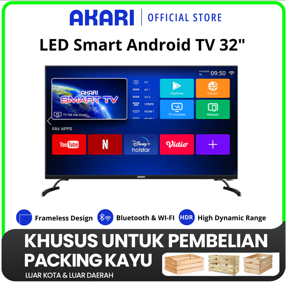 [KHUSUS PACKING KAYU] LED TV ANDROID SMART TV AKARI AT-5432S Layar 32 inch - TERBARU