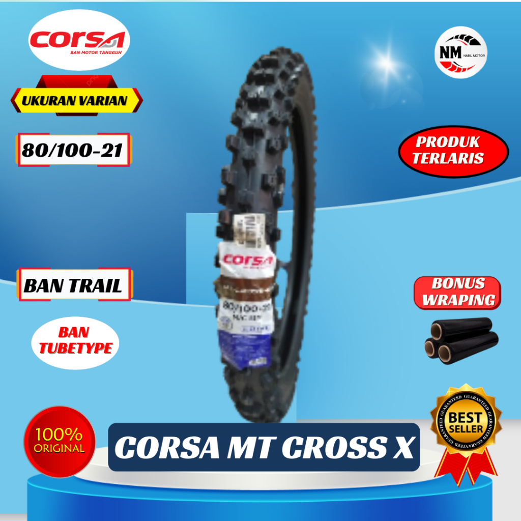 BAN CROSS DEPAN RING 21 CORSA MT CROSS UKURAN 80/100-21 COCOK UNTUK MOTOR CROSS' KLX, KTM