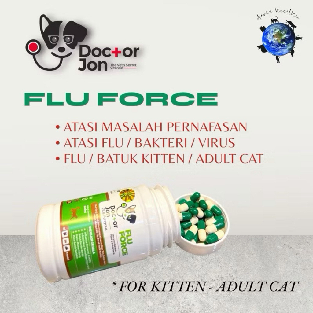 Doctor Jon Flu Force (HIJAU) Obat Flu / Bersin / Ingusan Kucing Catflu