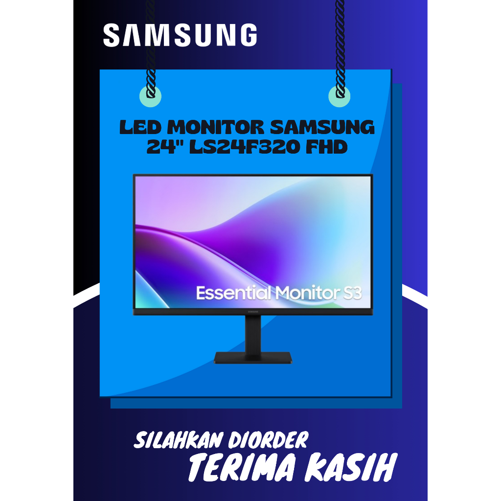 MONITOR SAMSUNG 24 Inch | LS24F320 | LED MONITOR + PACKING KAYU