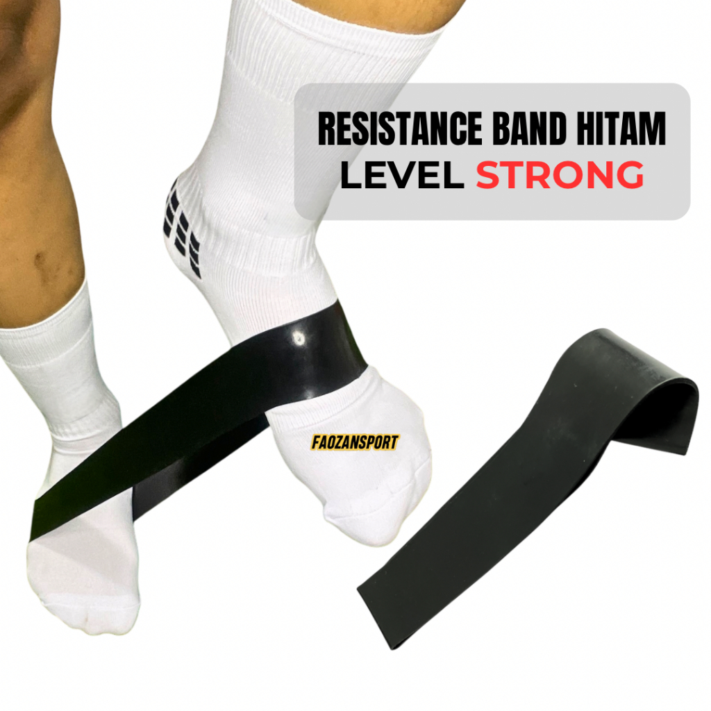 Resistance Band Polos Karet Latihan Otot Kaki Hitam Olahraga Latihan Kaki Futsal Sepakbola