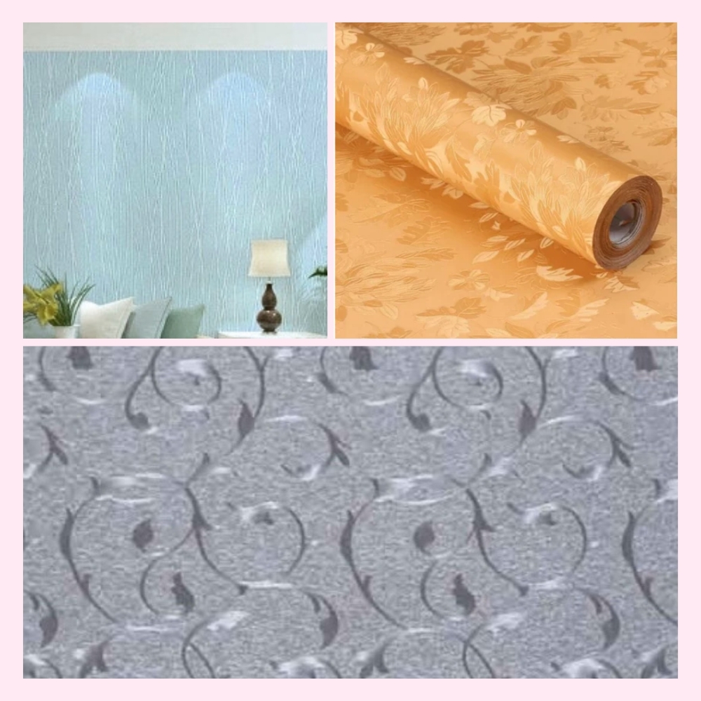 Walpaper Motif Emboss Garis Silver Wallpaper Sticker Dinding Aesthetic Motif Embos Ukir Silver