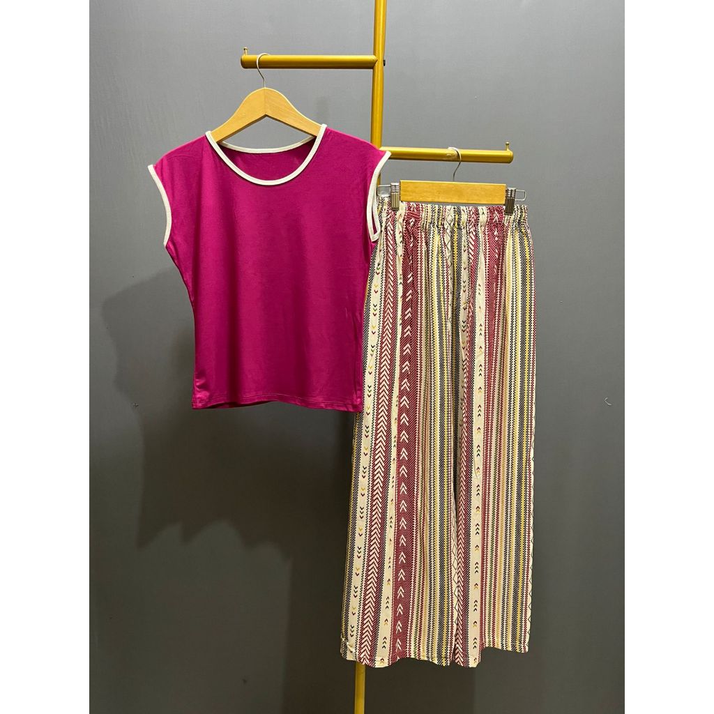 SET Celana Kulot Rayon Viscose / atasan kaos spandex rayon