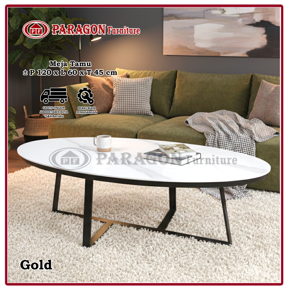 Meja Tamu 120x60x45 cm Granit Motif Marmer Meja Tamu Marble - Coffee Table