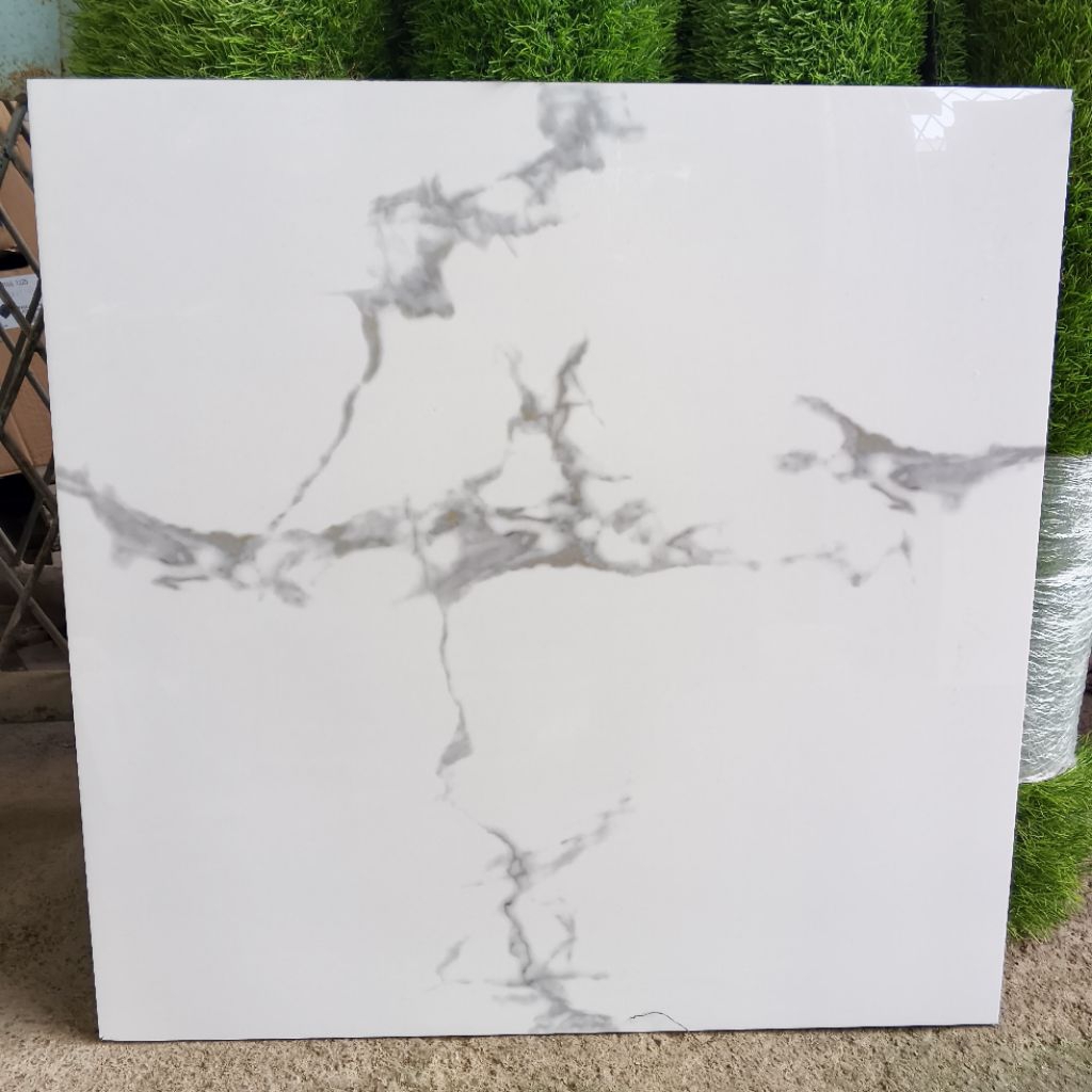 Granit 60x60 putih motif carara marmer (glossy) /granit lantai/granit dinding kamar mandi/granit rua