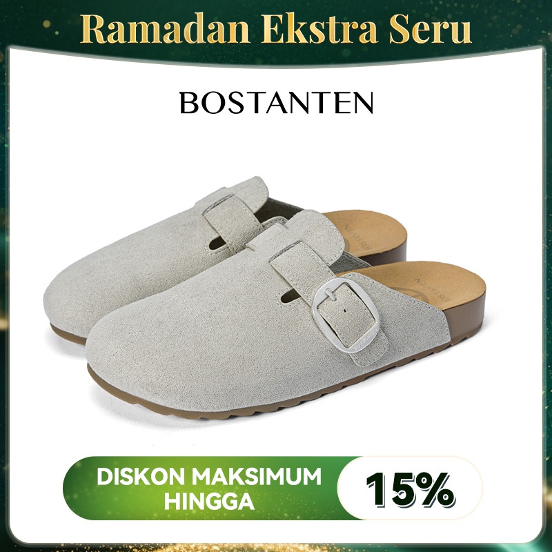 [Nut Pudding Shoes] BOSTANTEN Sandal Birken Couple Pria nita Kasual Serbaguna Sol Karet Lempeng