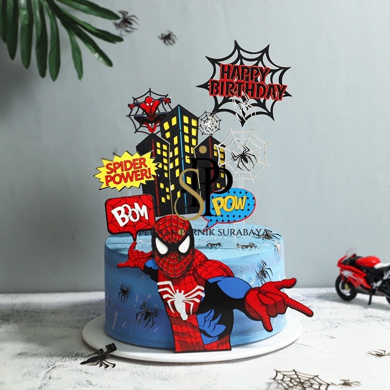 PPS - 1 SET TOPPER KERTAS SPIDERMAN HIASAN KUE TART BIRTHDAY CAKE DECORATION DEKORASI KUE ULANG TAHU