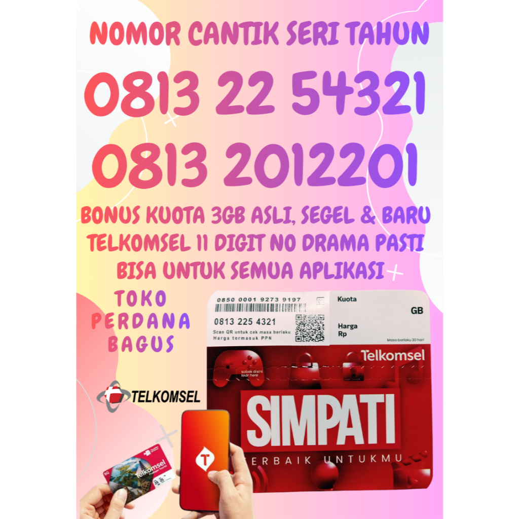 Nomor Cantik Simpati 11 Digit Telkomsel 5G Gratis Kuota 3GB