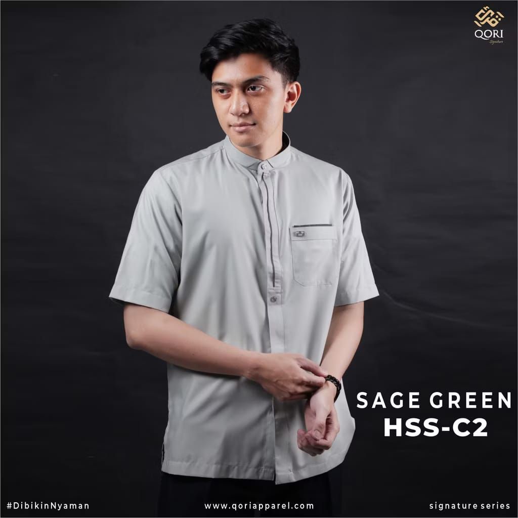 Baju Koko Pria Casual Qori Apparel Premium (Lengan Pendek) HSS / Baju Muslim Pria
