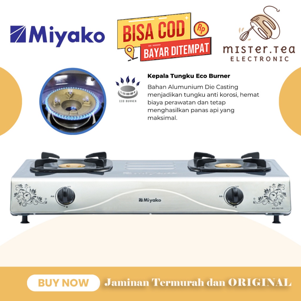 [COD READY] MIYAKO KOMPOR GAS STAINLESS STEEL 2 TUNGKU KG 502SS / KG-502SS / KG 502 SS / KG502 SS (G