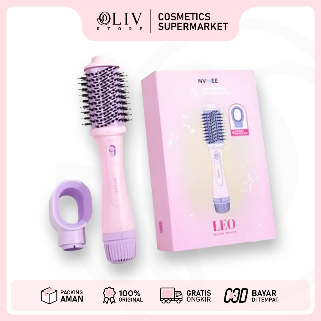 NVMEE LEO Blow Dryer Sisir Pengeriring Hot Air 2in1 Low Watt Natural Blow With Volume