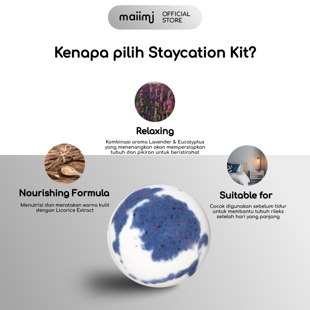 HOT DEALS Maiimi - Staycation Kit: Bath Bomb + Bubble Bath + Naked Bath Salt