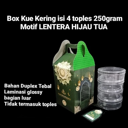Box Tenteng Motif Lebaran Kotak Kue Kering Isi 4 Toples 250gr Dus Hampers Bingkisan Idul Fitri