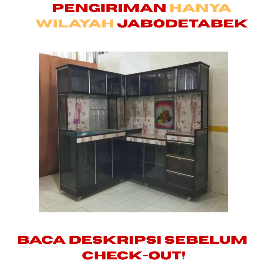 kitchen set litter L + laci/rak piring/rak piring anti karat/lemari dapur/rak dapur/kitchen set alum