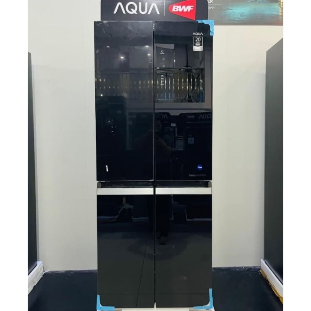 KULKAS 4 PINTU AQUA AQR-CTD506RGG-BK INVERTER PINTU KACA BERGARANSI RESMI