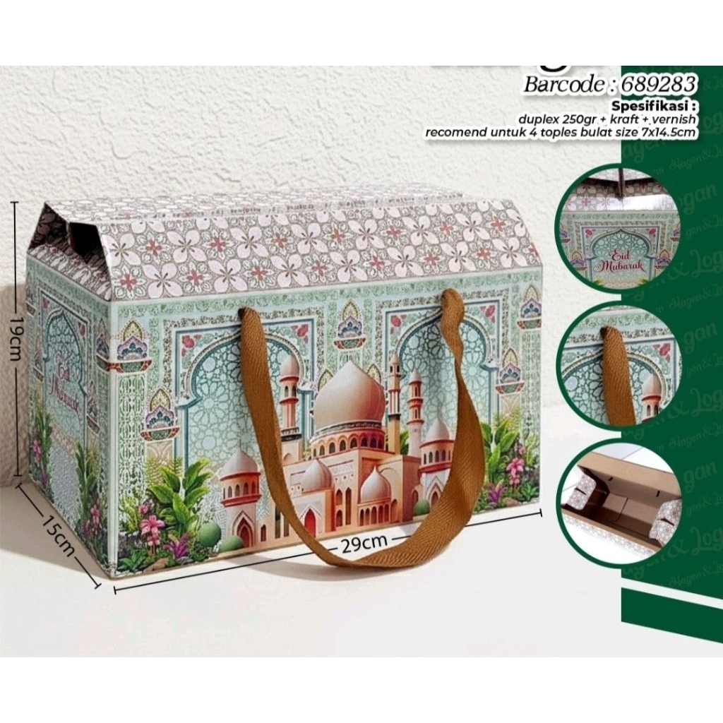 AURIGA-21 Box Lebaran 4 Toples 500gr Box Kue Kering Idul Fitri Hard box Kotak Kue Kering Dus Kue Ram