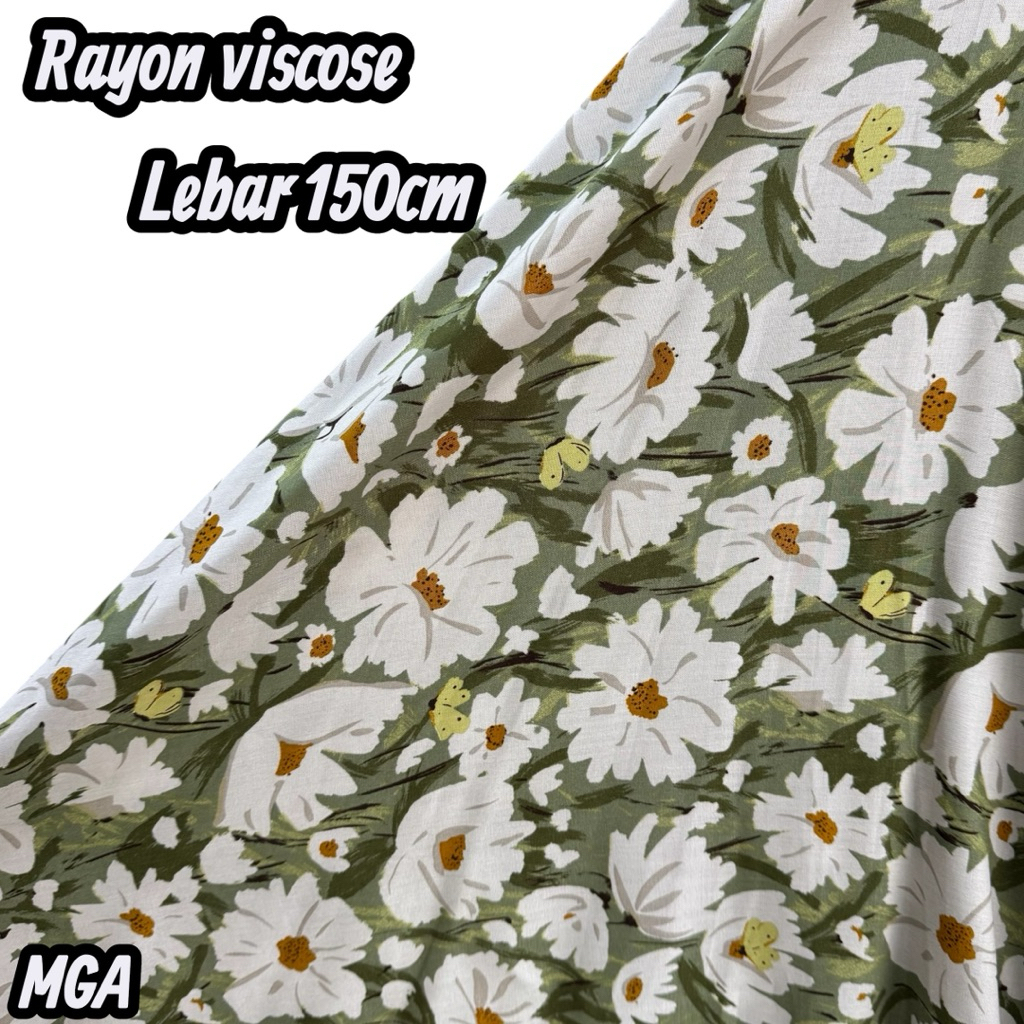 kain katun rayon viscose premium - rayon motif bunga mawar - rayon meteran - adem - lembut
