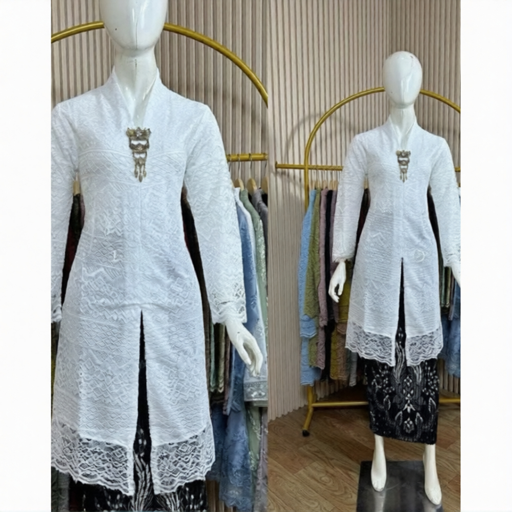 Atasan Kebaya Tunik Premium, Kebaya Busui Brokat malika, Seragam Wisuda, Kerah V, Adem Syari dan Ele