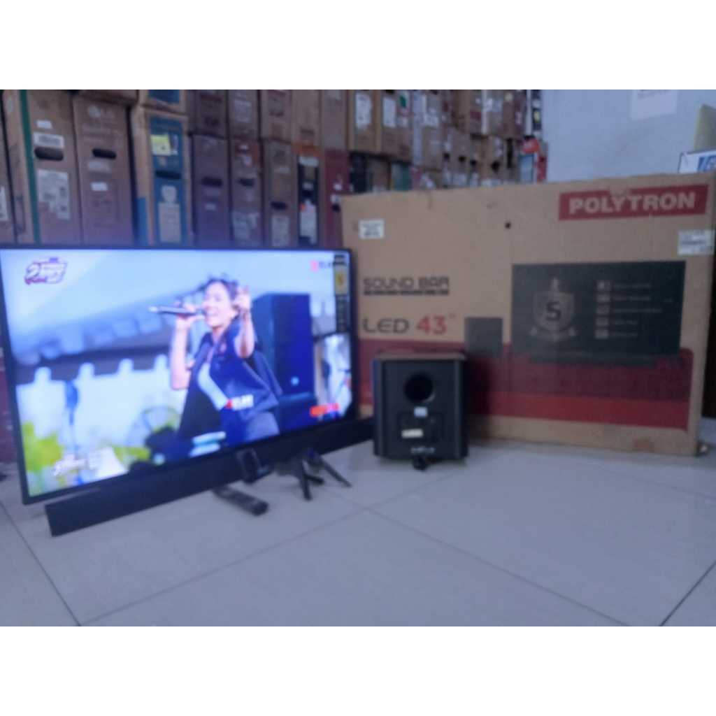 TV LED Polytron Soundbaar 43 inci FHD Analog TV Kondisi bekas pemakaian masih segel 4062