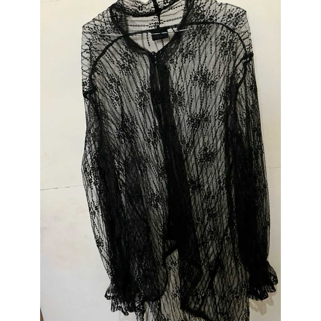 Atasan blouse brokat hitam untuk kondangan (preloved)