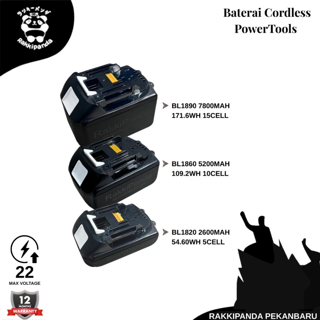 Rakkipanda Baterai Bor cordless Makita Lithium Tools 22V