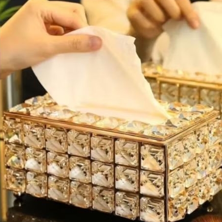 KOTAK TISU KRISTAL GOLD MEWAH | TEMPAT TISSUE  AESTHETIC | KOTAK TISU KRISTAL VIRAL