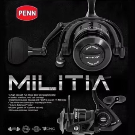 PENN Reel Pancing MILITIA 4000 - 8000 Original Spinning Reel Full Metal HT-100 Drag System