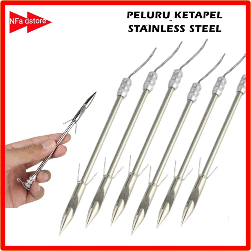 Peluru Ketapel Paser Ikan Stainless Steel 1-3-6 Pcs