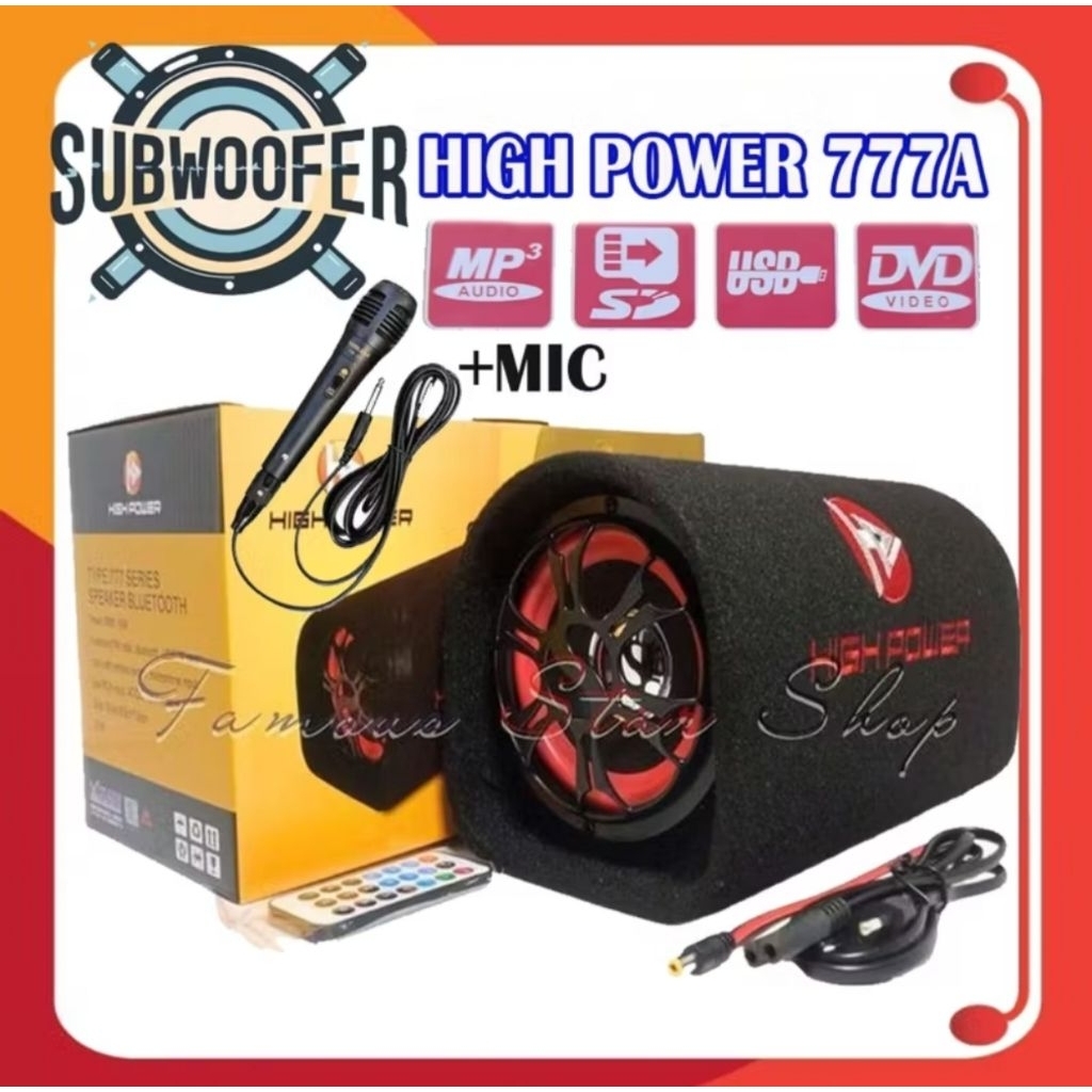 HIGH POWER Speaker Bluetooth SUBWOOFER 5 INCH Free Mic Karaoke AC/DC Salon Speaker Aktif Tabung