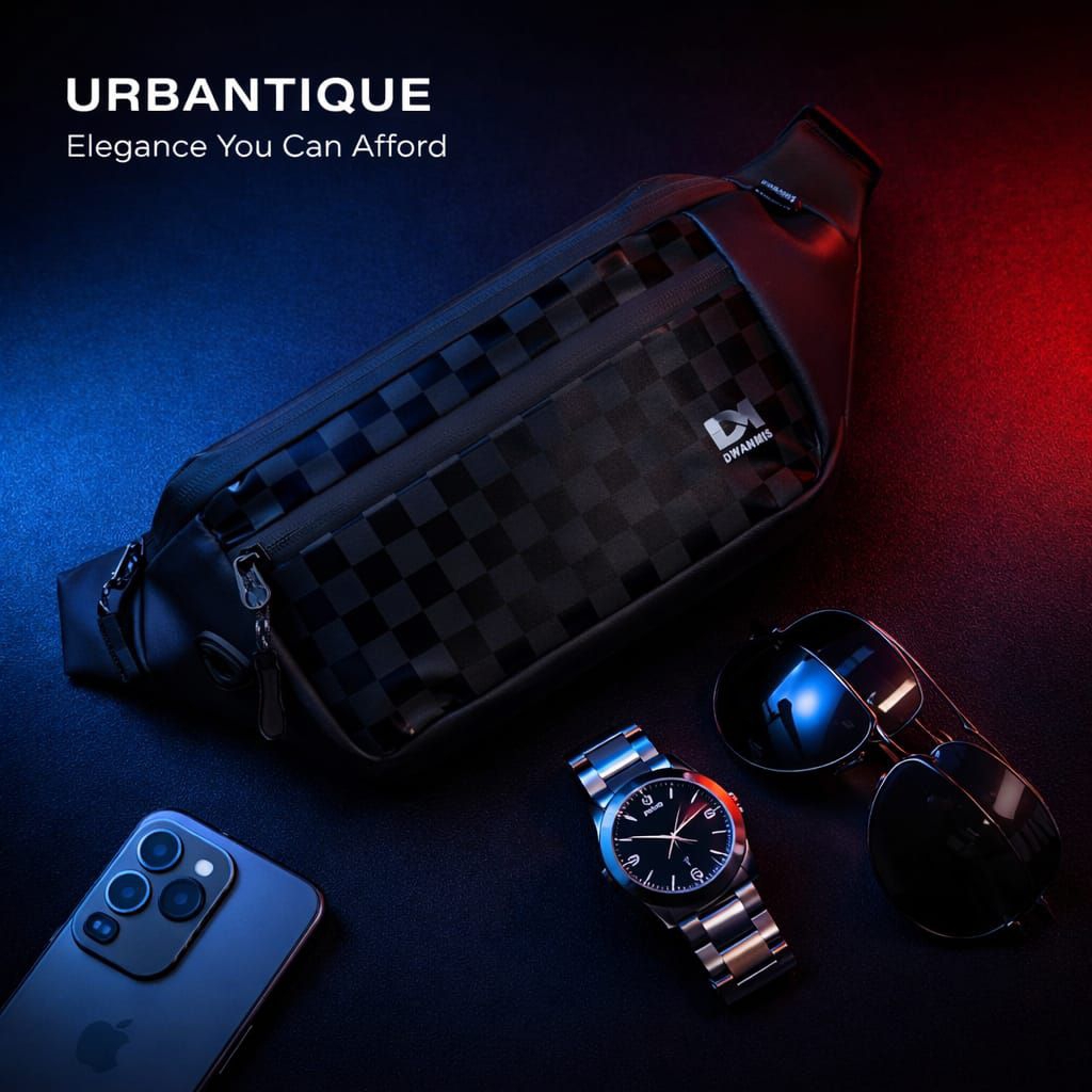 Tas Selempang Pria Motif Catur | Slingbag Tas Cowo Simpel Elegant