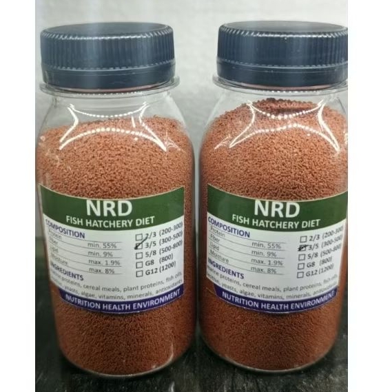 Pelet Nrd 300-500 Mikron 50 Gram, Pelet Nrd 3/5, Nrd 3/5, pelet guppy, pelet cupang, pelet ikan