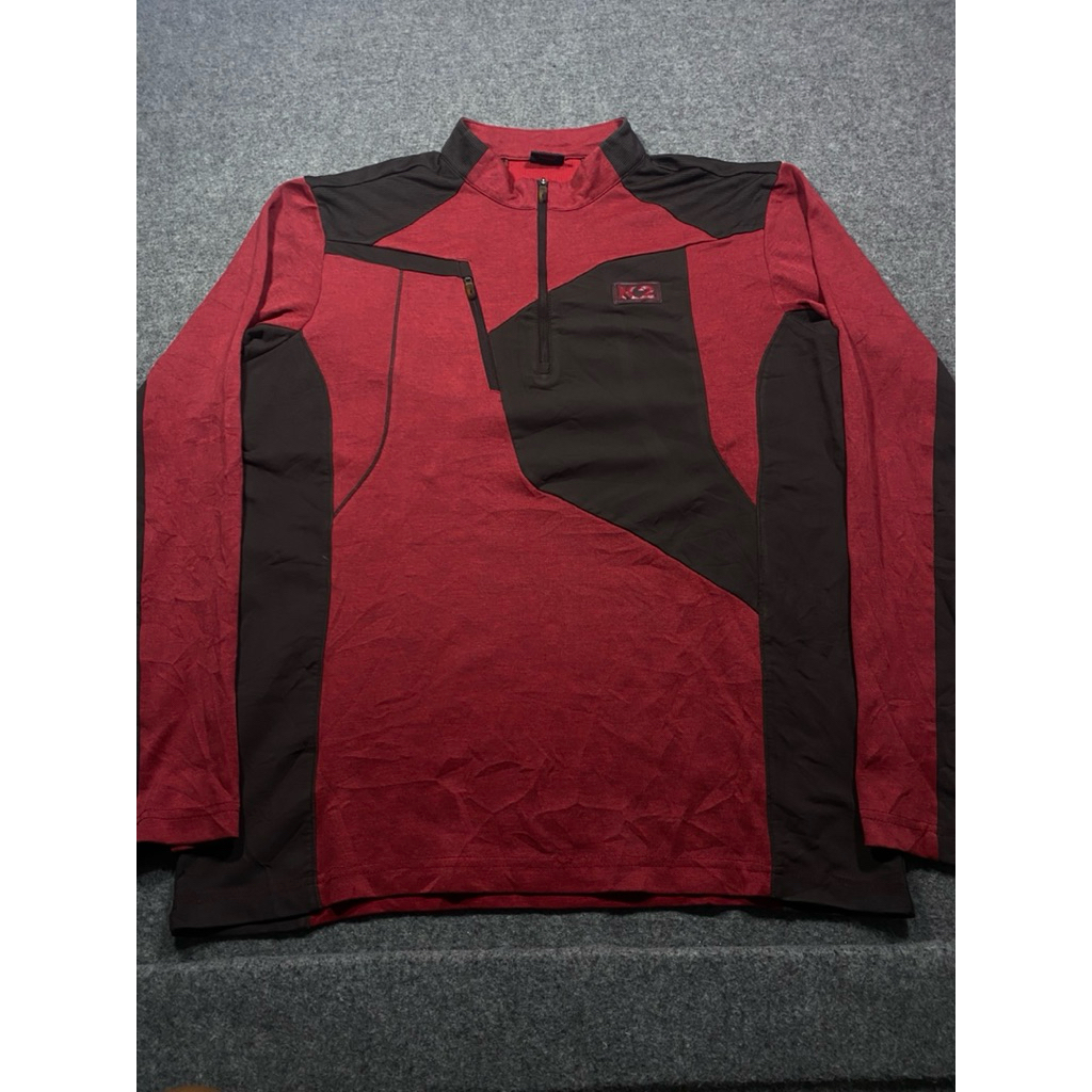 KAOS OUTDOOR HALF ZIPPER CAKEP K2 MERAH SIZE L