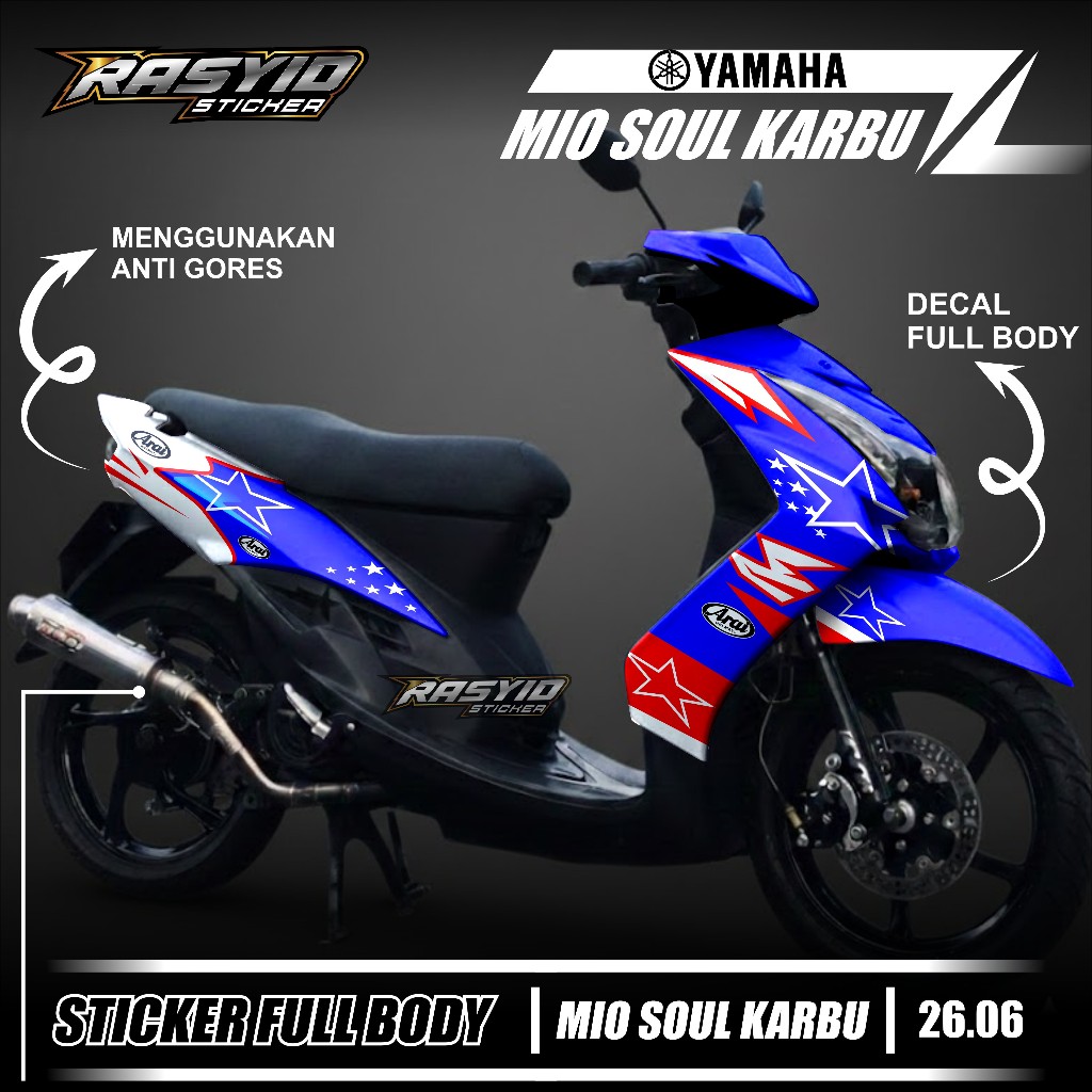 Terbaru Sticker Decal Full Body Motor Yamaha Mio Soul Karbu Tahun 2007 2008 2009 2010 2011 2012 Stic