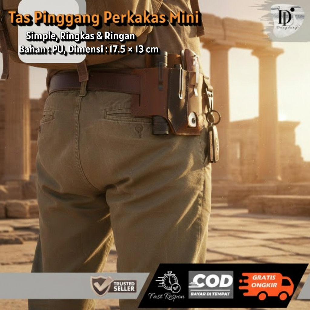 Tas Pinggang Perkakas Mini, Toolkit Holster Multitool Teknisi - Kulit PU Simple & Ringkas PF1