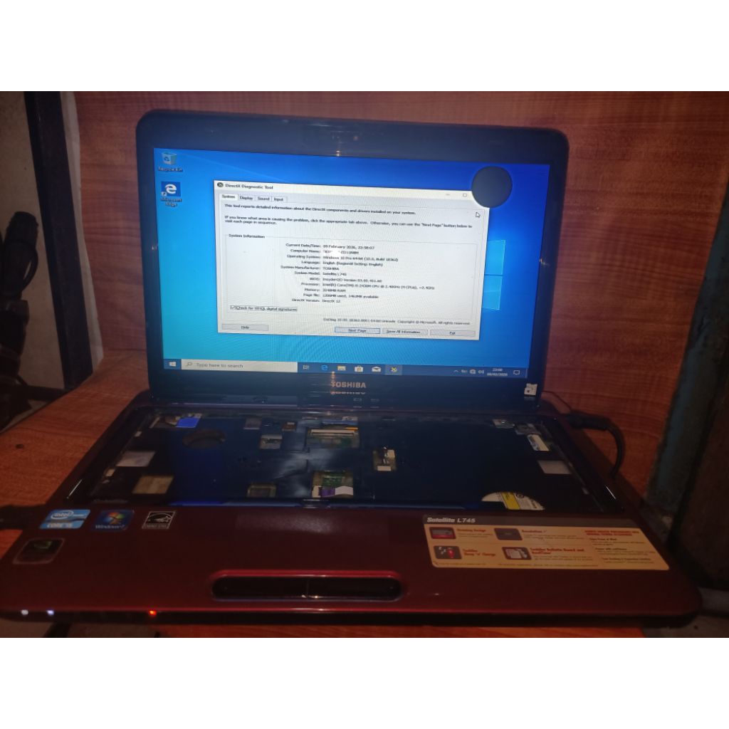 Mobo/motherboard Toshiba l745 normal tested