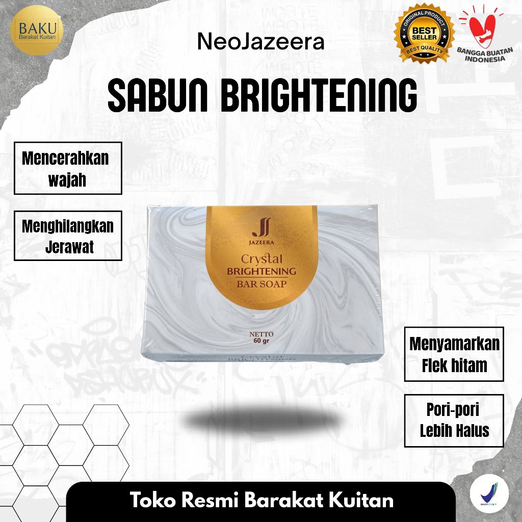 Cristal brightening soap/ sabun Jazeera original 80grm/Sabun pemutih muka & badan/sabun mandi mengat