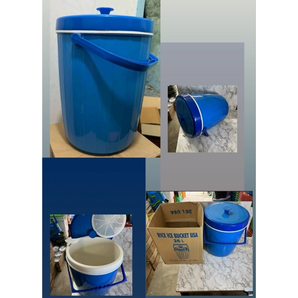 Termos Nasi Kedap Panas & Es Batu Biru Besar 26L dengan Tutup Kualitas Tinggi untuk Makanan dan Minu