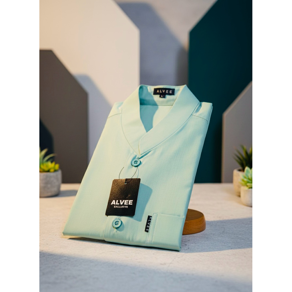 Baju Muslim Koko ALVEE Original 100% Lengan Panjang Polos Bahan Katun Spun Saudi Premium - Koko Sala