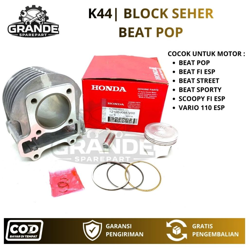 K44 BLOK SEHER BEAT FI ESP / BLOCK SEHER BEAT STREET / PISTON BEAT FI ESP MOTOR HONDA BEAT POP / BLO