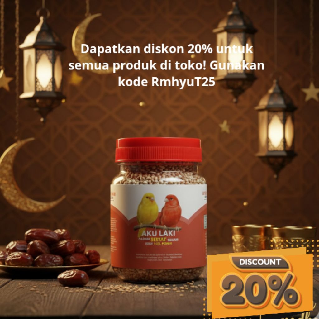 Pakan Kenari Jantan Aku Laki Super Gacor Pakan Sehat Kemasan Toples Premium 200gr