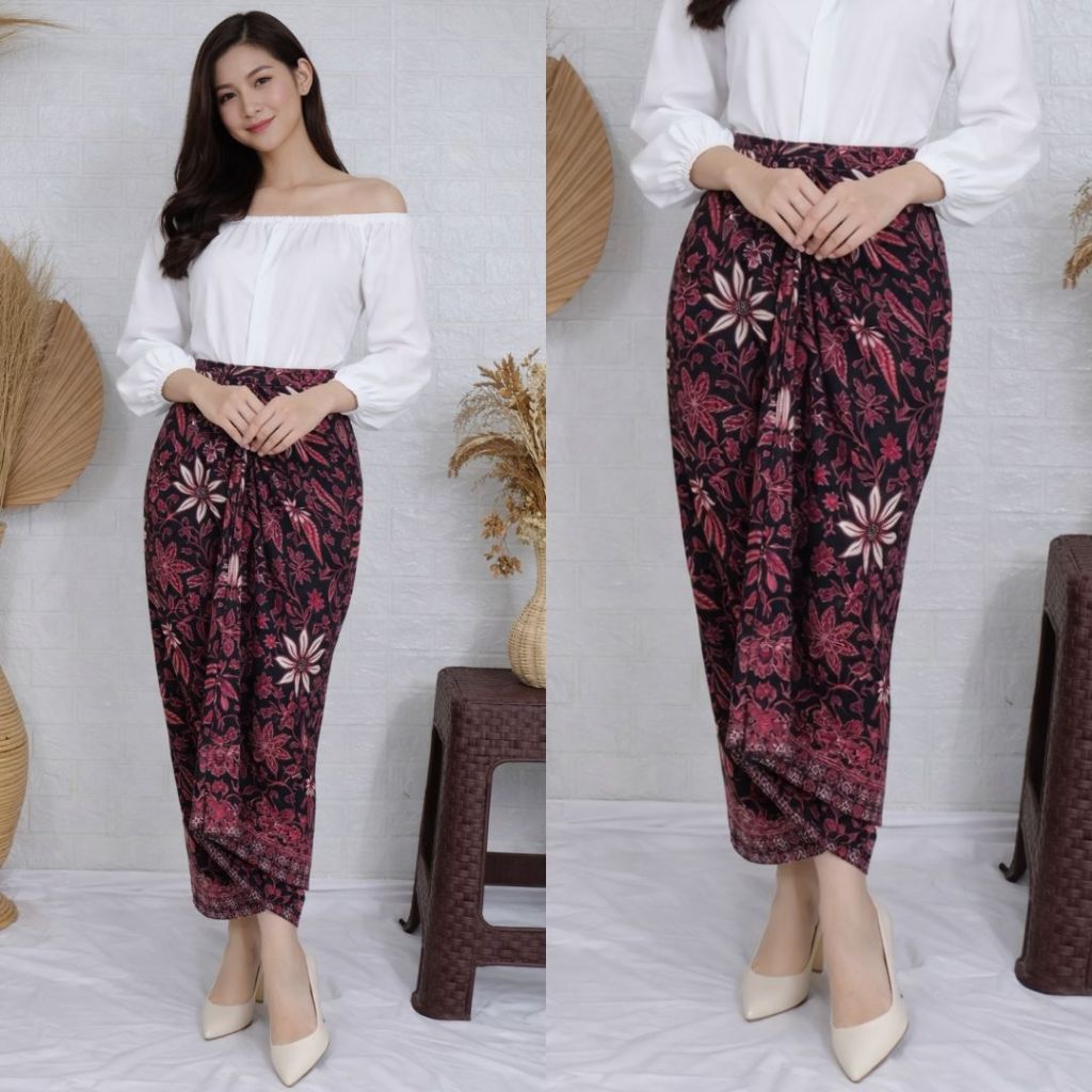 Rok Rumbai Batik Wanita / Rok Instan Batik PIsang PInk Wanita Modern