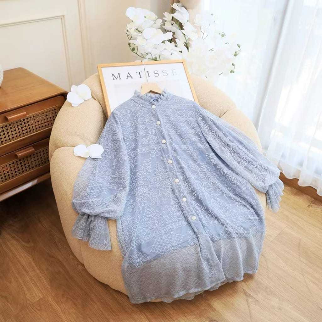 Aluna Long Tunik Busui Friendly Tunik Brokat-Atasan Wanita