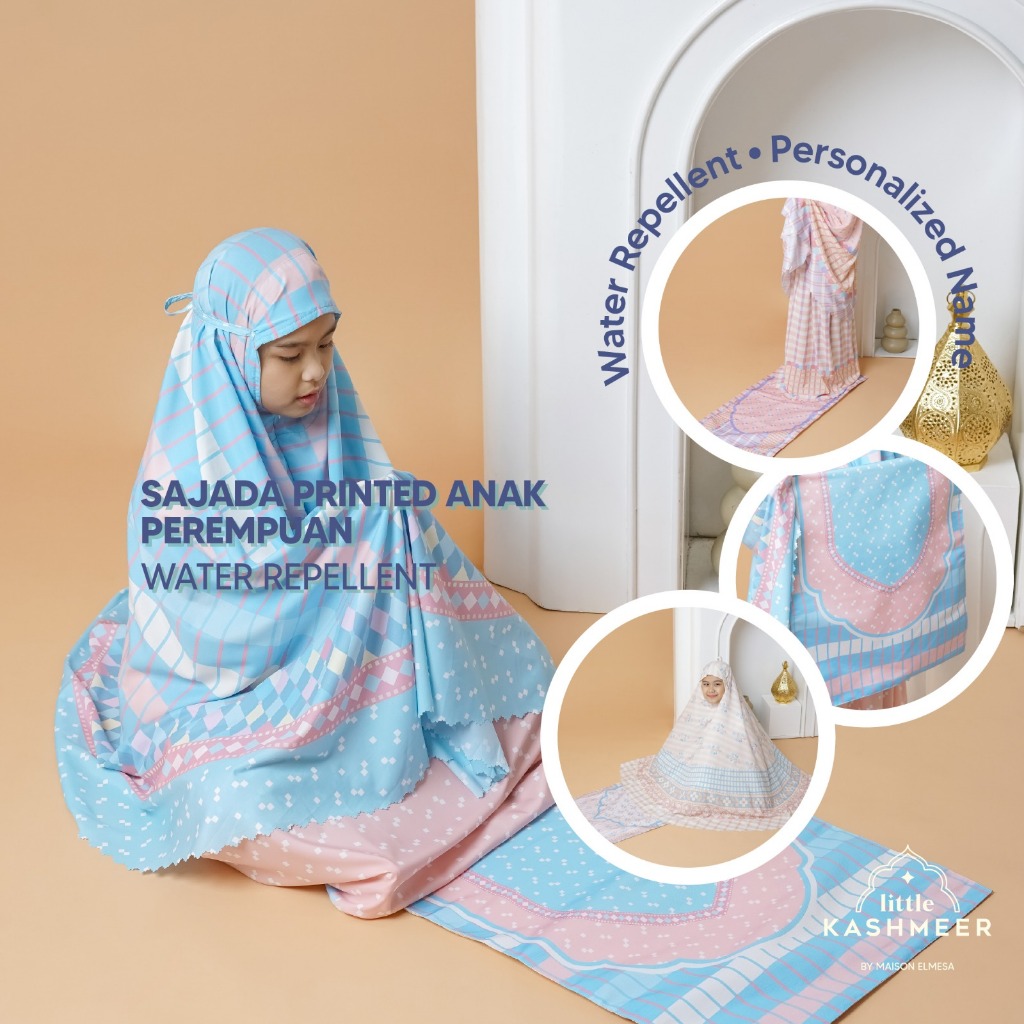 SAJADAH ANAK LITTLE KASHMEER | SAJADAH PRINTING ANAK | SAJADAH ANAK PEREMPUAN | SAJADAH TRAVELLING