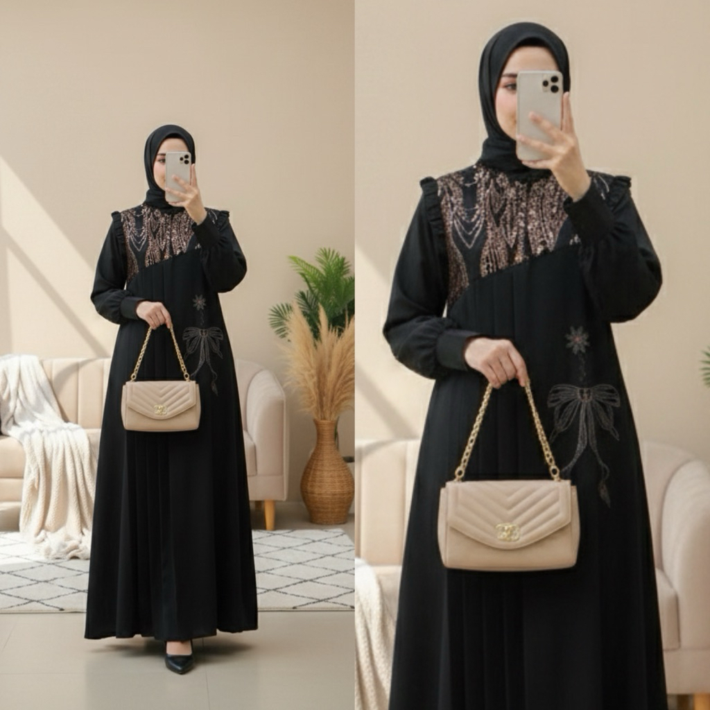Gamis Lebaran 2026//Gamis Model Terbaru Mewah Mix Swarovski//Dress Lebaran wanita model terbaru 2026