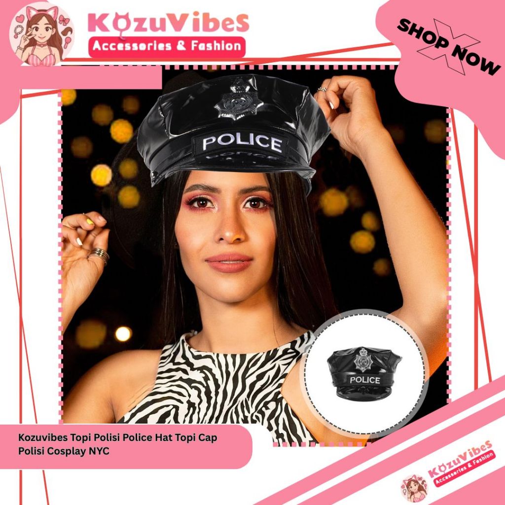 Kozuvibes Topi Polisi Police Hat Topi Cap Polisi Cosplay NYC