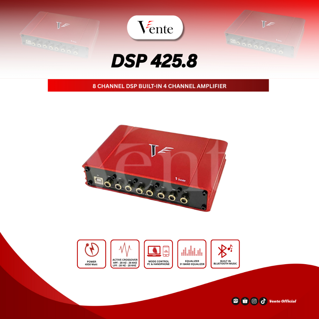 DSP 425.8 (8 Channel DSP dengan 4 Channel Amplifier Built-In)