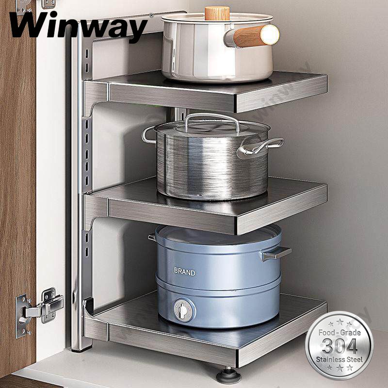 Rak Panci Bawah Kolong Dapur Rak Pot Stainless Steel Rak Panci Susun Rak Kolong Dapur Rak Multi