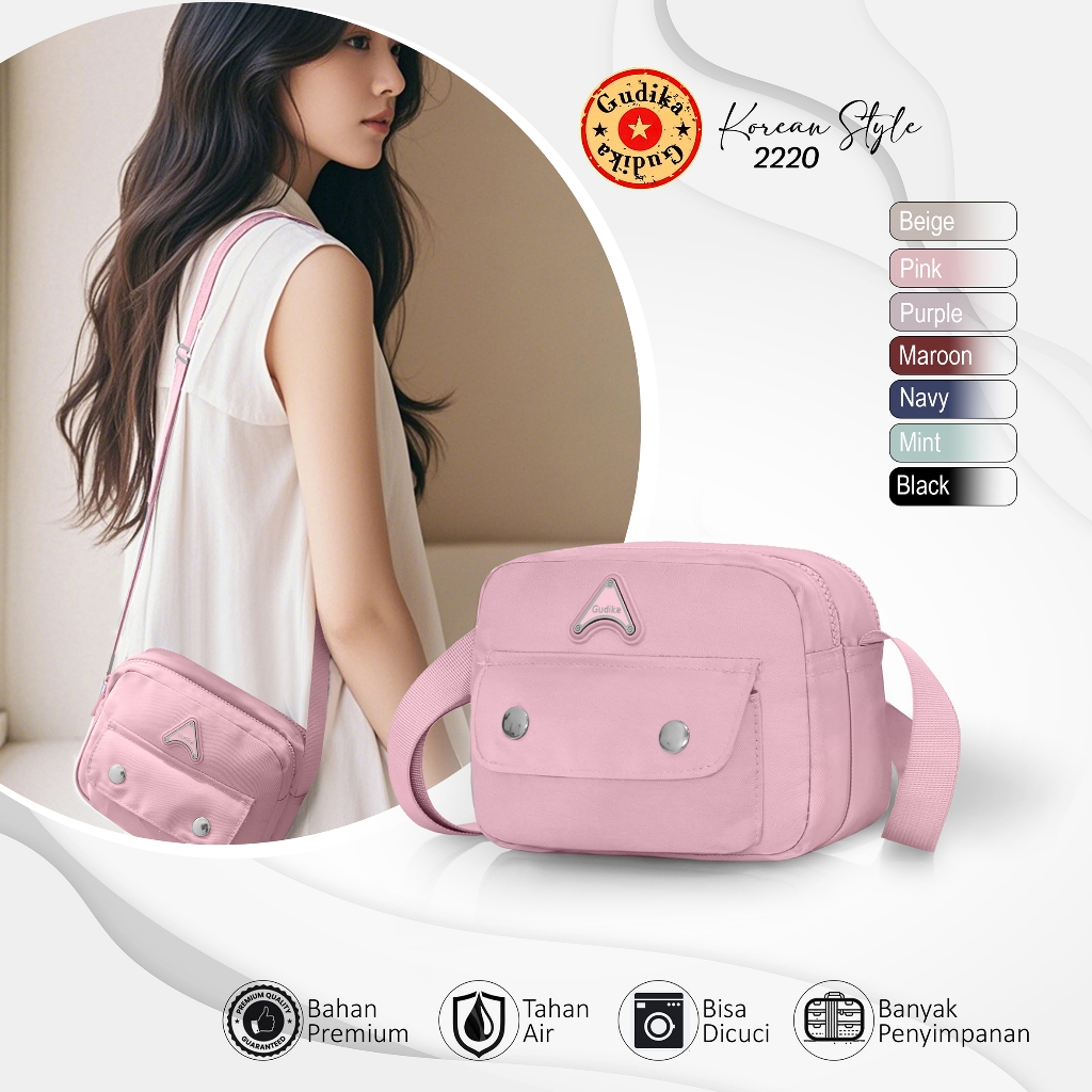 GUDIKA Bags 2220 - Tas Selempang Branded Wanita Original Import Style Korea 2025 - Tas Anti Air